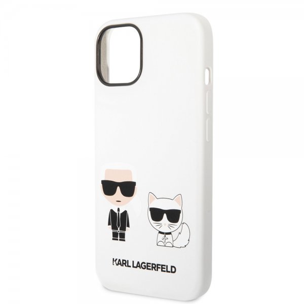 Karl Lagerfeld iPhone 14 Plus Kuori Liquid Silicone Karl & Choupette Valkoinen