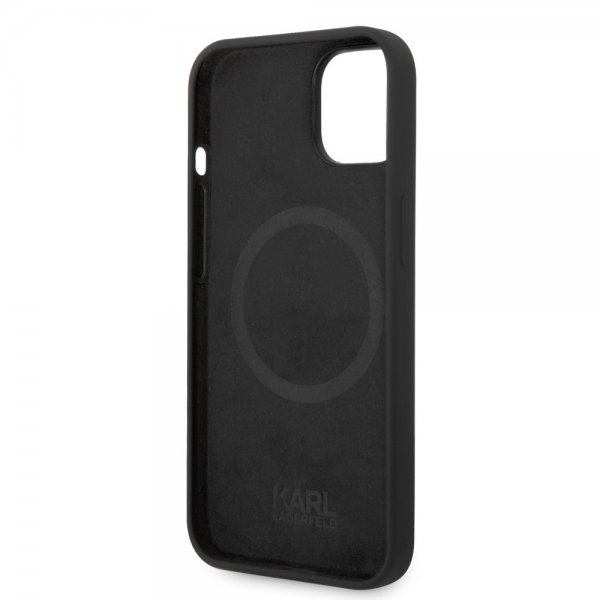 Karl Lagerfeld iPhone 14 Plus -kuori Liquid Silicone Karl MagSafe Musta