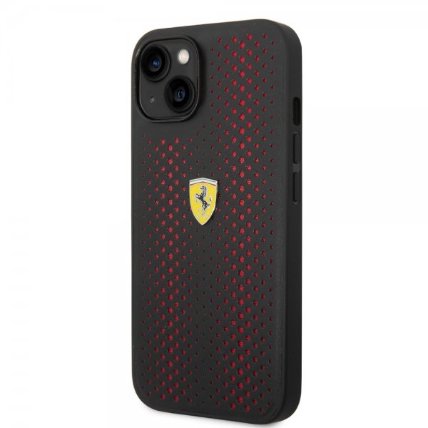 Ferrari iPhone 14 Plus Kuori Logo Rei'itetty Punainen