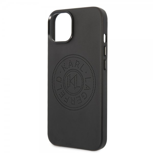 Karl Lagerfeld iPhone 14 Plus -suojakuori logolla, rei'itetty, musta