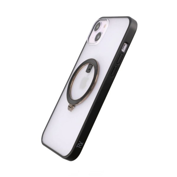 Rvelon iPhone 14 Plus -kuori, kierrettävä MagSafe-teline, musta