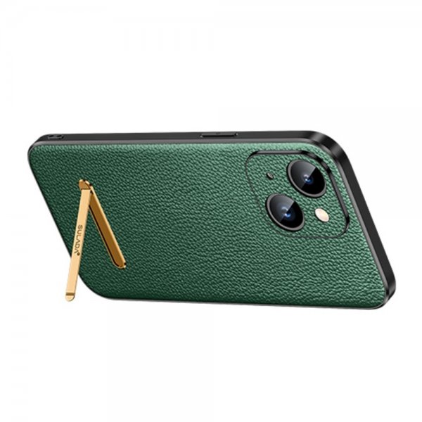Sulada iPhone 14 Plus -kuori jalustalla, vihreä