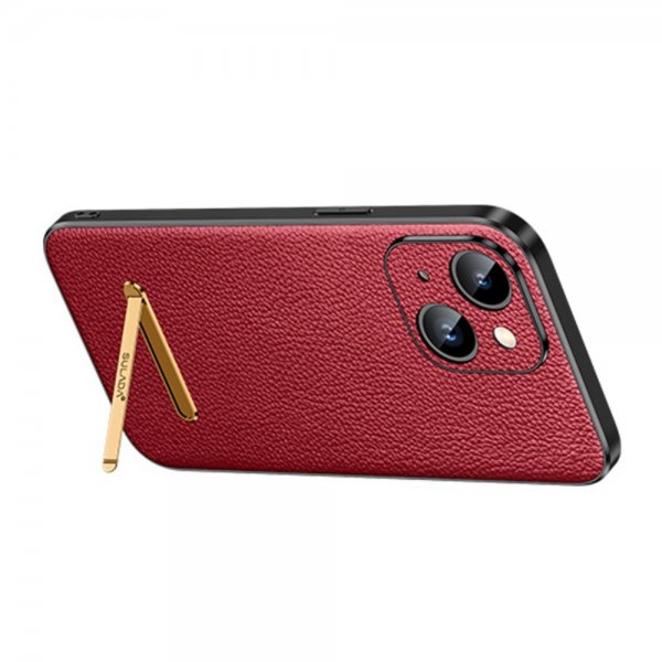 Sulada iPhone 14 Plus -kuori jalustalla, punainen