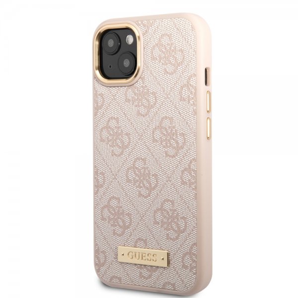 Guess iPhone 14 Plus Kuori Metallilevylogo MagSafe Ruusukulta