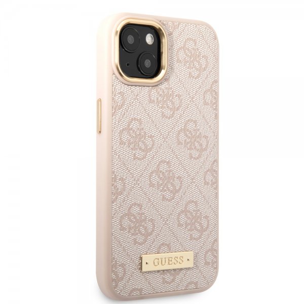 Guess iPhone 14 Plus Kuori Metallilevylogo MagSafe Ruusukulta