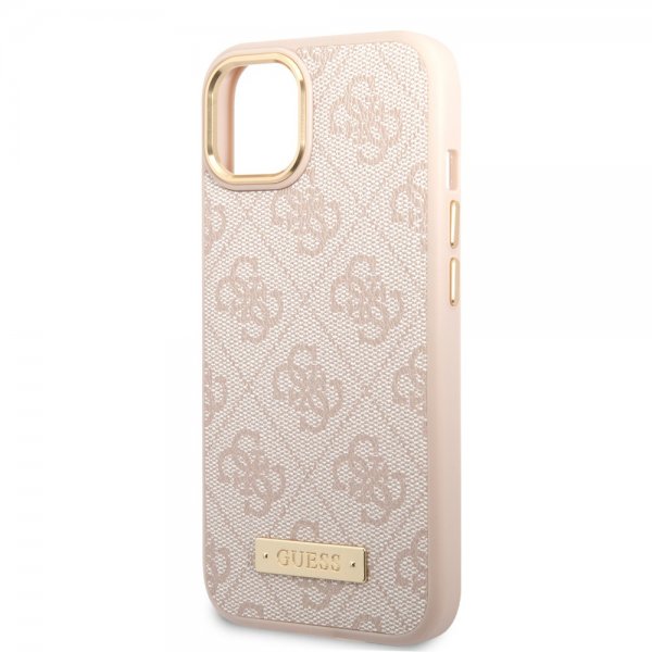 Guess iPhone 14 Plus Kuori Metallilevylogo MagSafe Ruusukulta