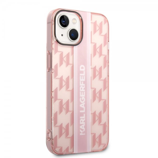 Karl Lagerfeld iPhone 14 Plus Kuori Monogram Vertical Stripe Pink