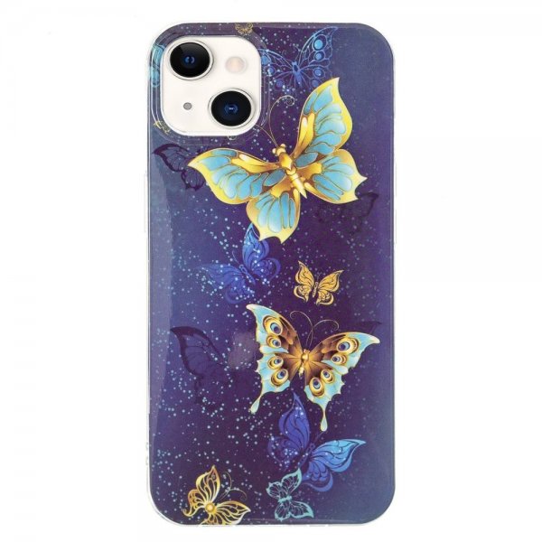 iPhone 14 Plus Kuoret Kultaiset Perhoset -aiheella