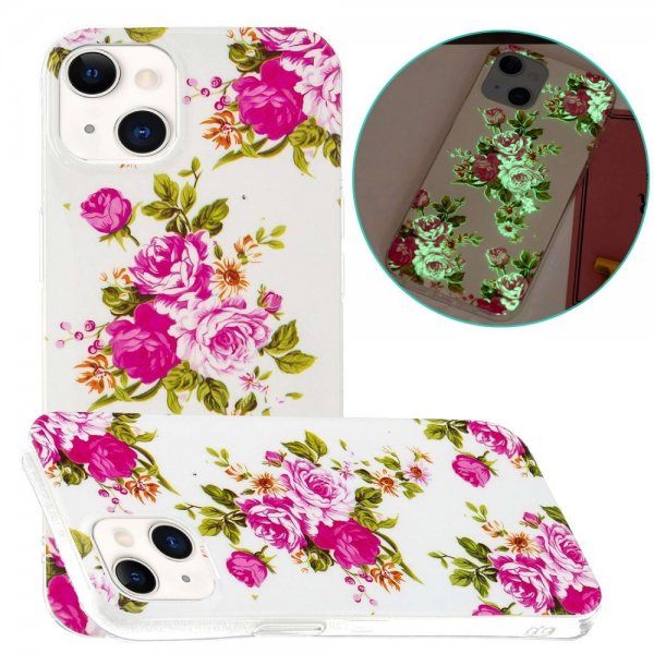 iPhone 14 Plus -kuoret, vaaleanpunainen ruusukuvio