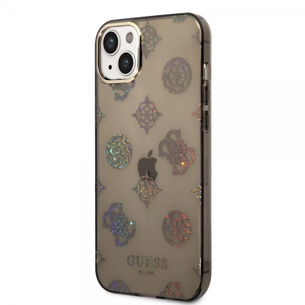 Guess iPhone 14 Plus Kuori Peony Glitter Musta