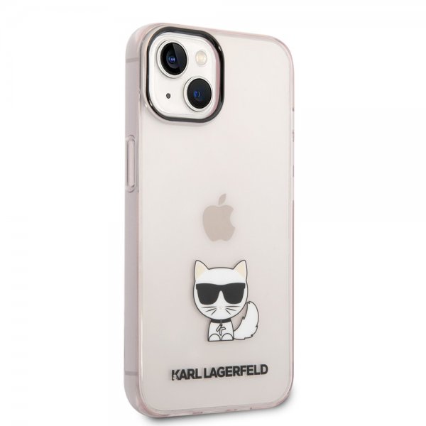 Karl Lagerfeld iPhone 14 Plus -suojakuori Printed Choupette Transparent Pink
