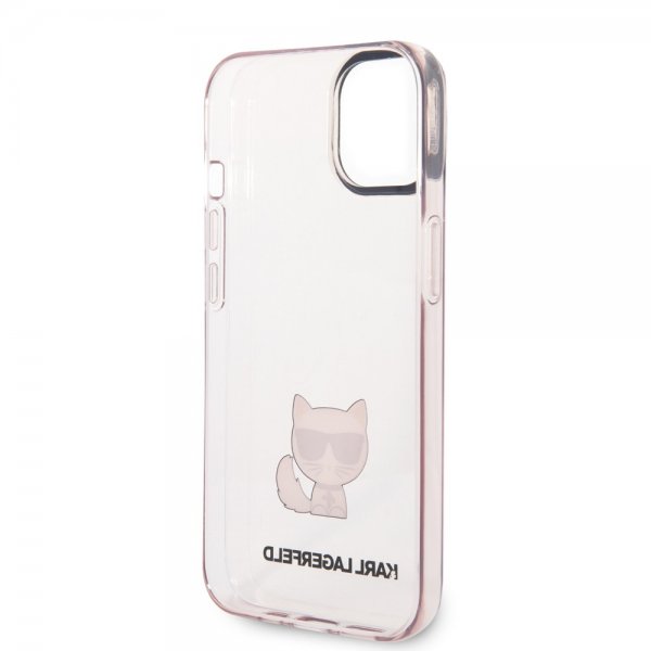 Karl Lagerfeld iPhone 14 Plus -suojakuori Printed Choupette Transparent Pink