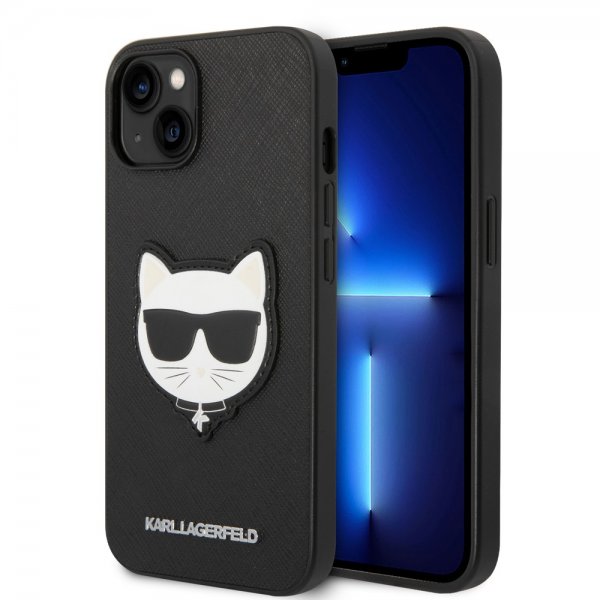 Karl Lagerfeld iPhone 14 Plus Saffiano Choupette -kuori, musta