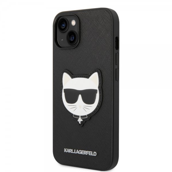Karl Lagerfeld iPhone 14 Plus Saffiano Choupette -kuori, musta