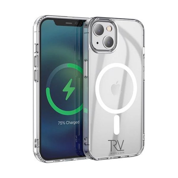 Rvelon iPhone 14 Plus -suojakuori, TPU, MagSafe, läpinäkyvä