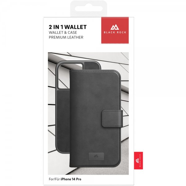 Black Rock iPhone 14 Pro Fodral 2-in-1 Wallet Case Irrotettava Kuori Musta