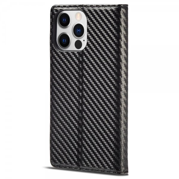 Lc.Imeeke iPhone 14 Pro -suojakuori hiilikuitukuvioitu punainen pystyraita