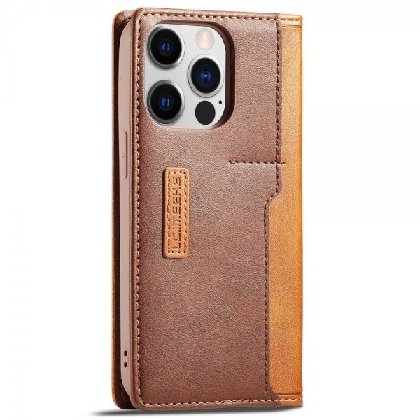 Lc.Imeeke iPhone 14 Pro suojakuori korttipaikalla ulkopuolella, ruskea