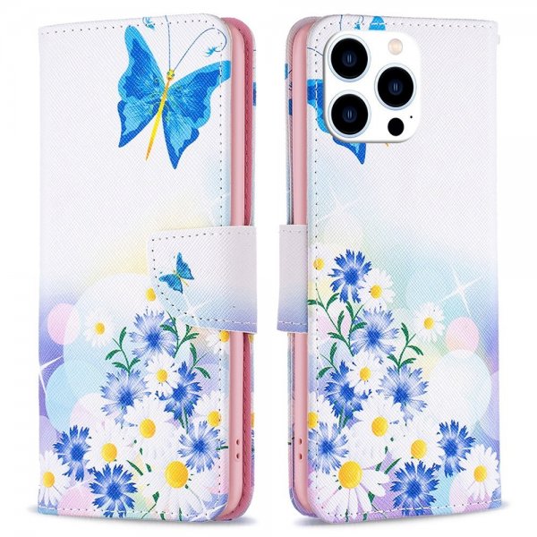iPhone 14 Pro -suojakuori, perhos- ja kukkakuvio