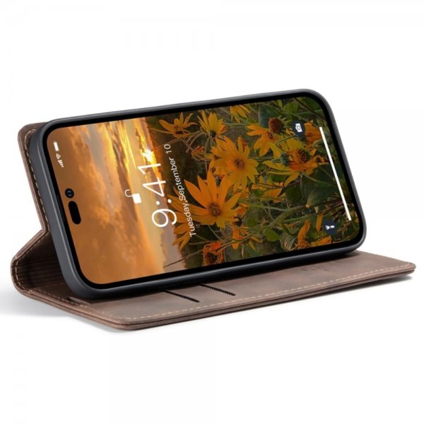 CaseMe iPhone 14 Pro Retro Flip Kahvi