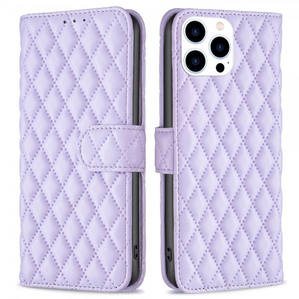 iPhone 14 Pro -kotelo, vinoneliökuvio, violetti