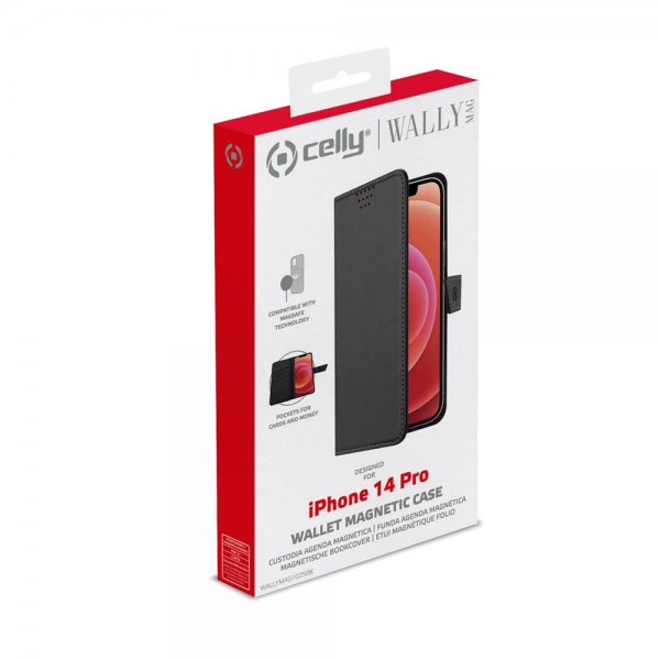 Celly iPhone 14 Pro -kotelo WALLYMAG Musta