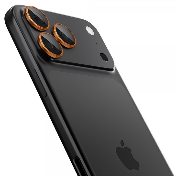 Spigen iPhone 14/15/16/17 Pro & Pro Max -kamerasuojus GLAS.tR EZ Fit Optik Pro 2-pakkaus Oranssi