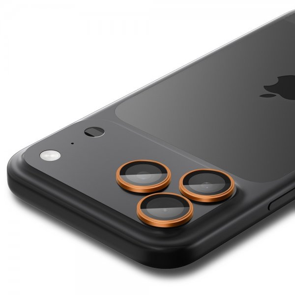 Spigen iPhone 14/15/16/17 Pro & Pro Max -kamerasuojus GLAS.tR EZ Fit Optik Pro 2-pakkaus Oranssi