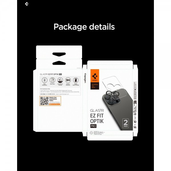 Spigen iPhone 14/15/16/17 Pro & Pro Max kameran suojalasi GLAS.tR EZ Fit Optik Pro 2-pakkaus hopea