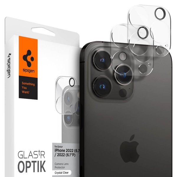 Spigen iPhone 14 Pro/14 Pro Max/15 Pro/15 Pro Max/16 Pro/16 Pro Max kamerans linssuojaus lasi.tR Optik 2-pack Crystal Clear