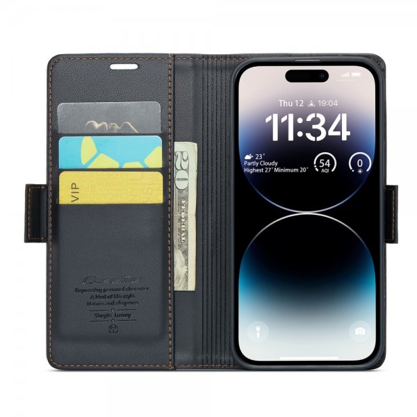CaseMe iPhone 14 Pro Max Kotelo 023 Series Musta