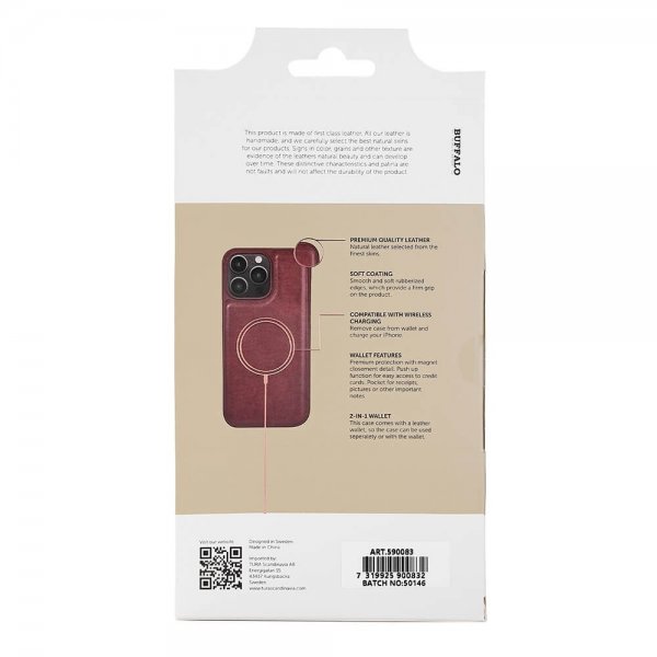Buffalo iPhone 14 Pro Max Kotelo 2-in-1 Irrotettava Lompakko Ruskea