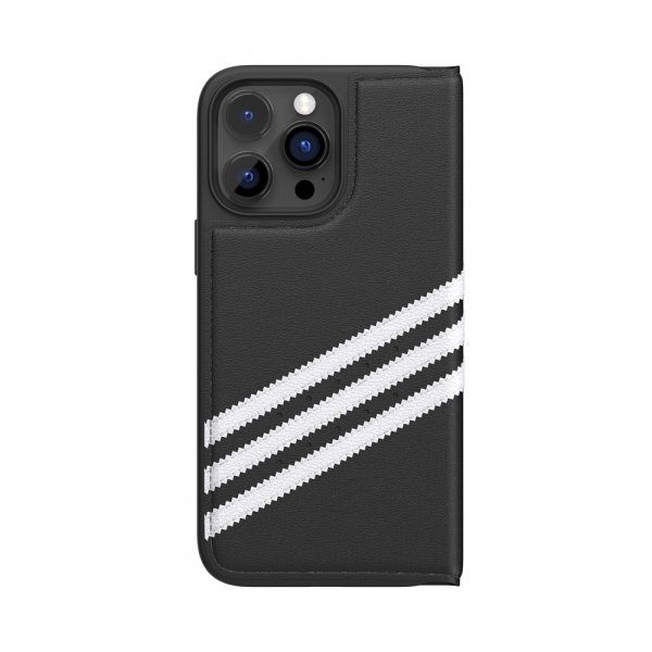 Adidas iPhone 14 Pro Max -kotelo 3 Stripes Booklet Case Musta Valkoinen