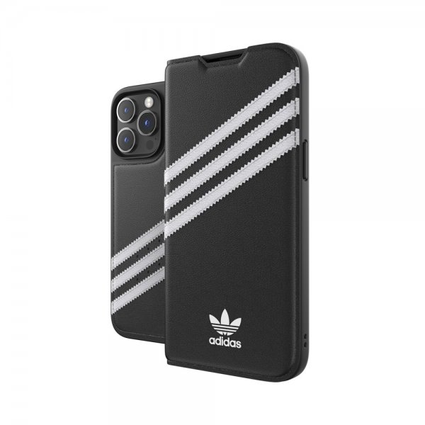Adidas iPhone 14 Pro Max -kotelo 3 Stripes Booklet Case Musta Valkoinen