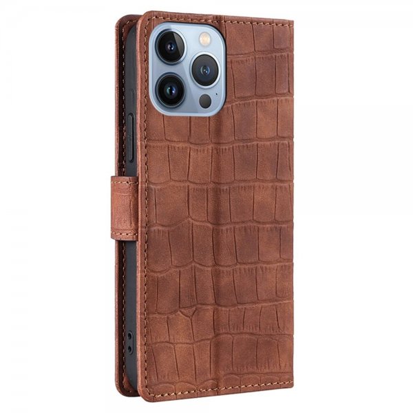 iPhone 14 Pro Max Kotelo Krokotiilikuvio Ruskea