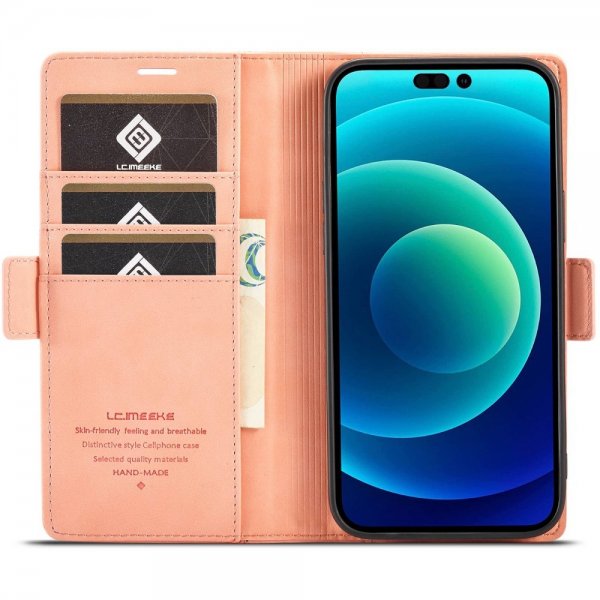 Lc.Imeeke iPhone 14 Pro Max -kotelo korttipidikkeellä, pinkki