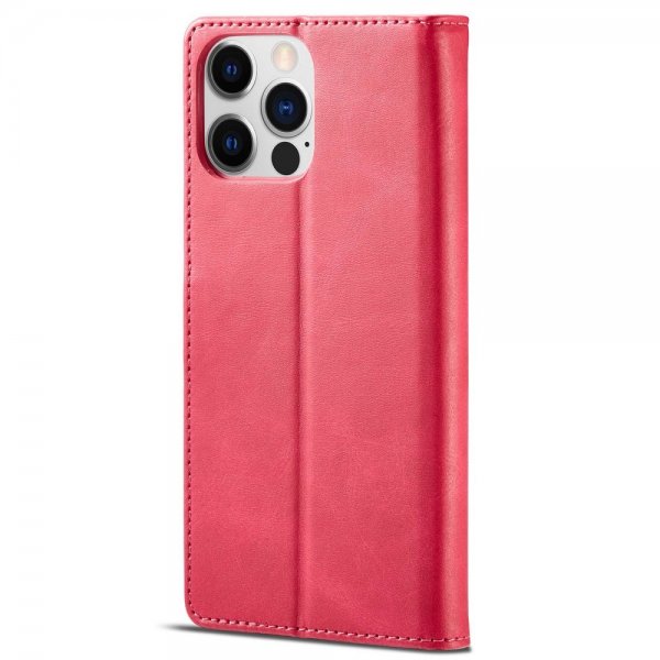 Lc.Imeeke iPhone 14 Pro Max -kotelo, jossa korttipaikka ja jalustatoiminto, magenta