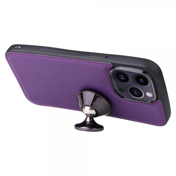 iPhone 14 Pro Max -kotelo irrotettavalla kuorella KT Leather Series-3 violetti