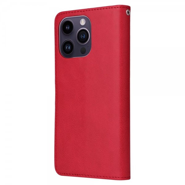 iPhone 14 Pro Max -kotelo irrotettavalla kuorella, KT Leather Series-3, punainen