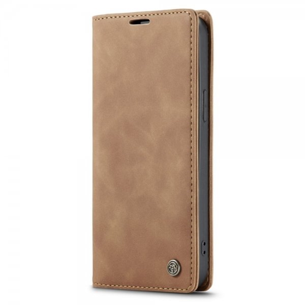 CaseMe iPhone 14 Pro Max Retro Flip Ruskea suojakotelo