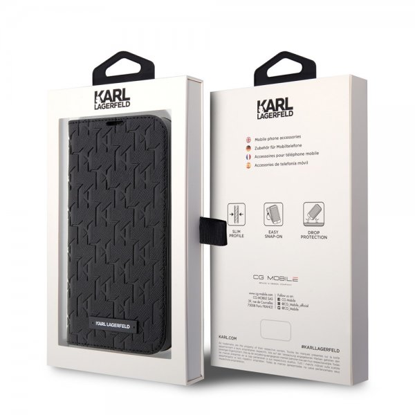 Karl Lagerfeld iPhone 14 Pro Max Suojakuori Saffiano Monogram Musta