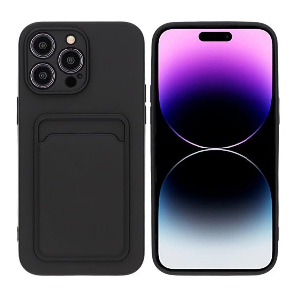 iPhone 14 Pro Max Suojakuori Korttipidikkeellä Musta