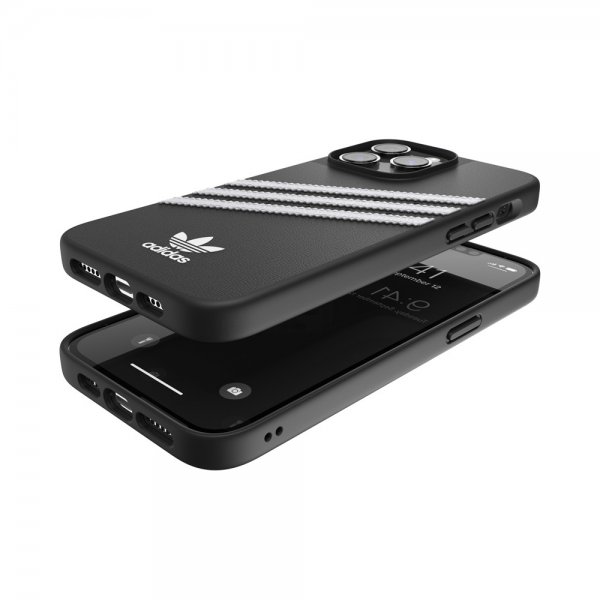 Adidas iPhone 14 Pro Max -kuori 3 Stripes Snap Case, musta/valkoinen