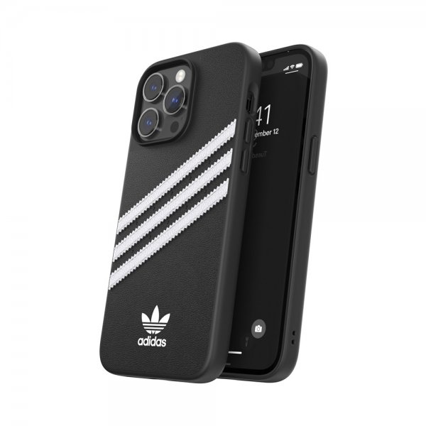 Adidas iPhone 14 Pro Max -kuori 3 Stripes Snap Case, musta/valkoinen