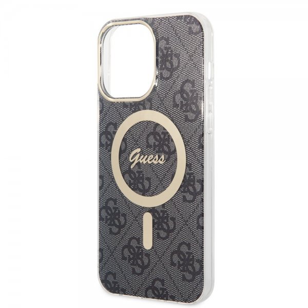 Guess iPhone 14 Pro Max Suojakuori 4G Pattern MagSafe Musta