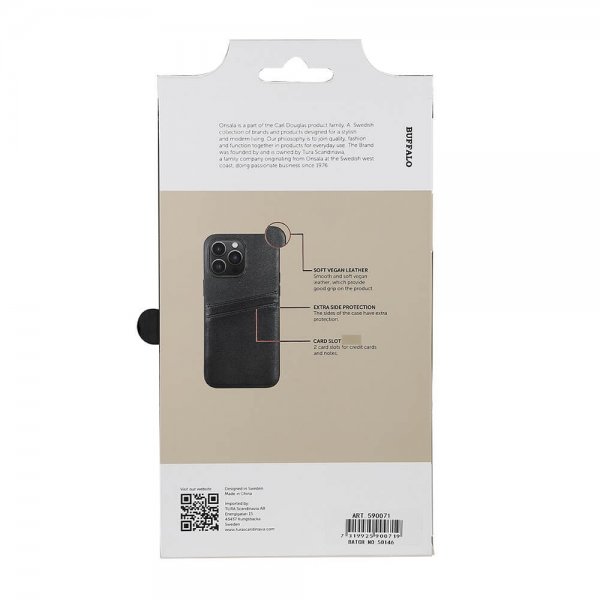 Buffalo iPhone 14 Pro Max Kuori Takakuori korttipaikoilla Musta