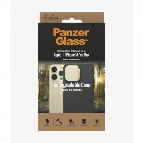 PanzerGlass iPhone 14 Pro Max Kuoret Biodegradable Case Musta