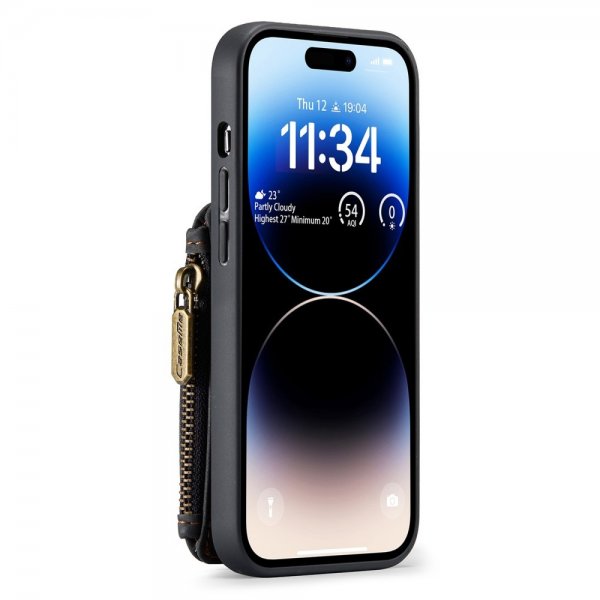 CaseMe iPhone 14 Pro Max Suojakuori C20 Korttipaikka Vetoketju Musta