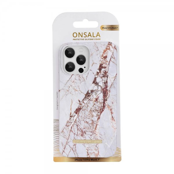 Onsala iPhone 14 Pro Max Kuori Fashion Edition White Rhino Marble