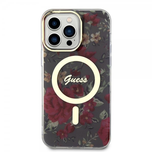Guess iPhone 14 Pro Max Kuori Flower MagSafe Khaki